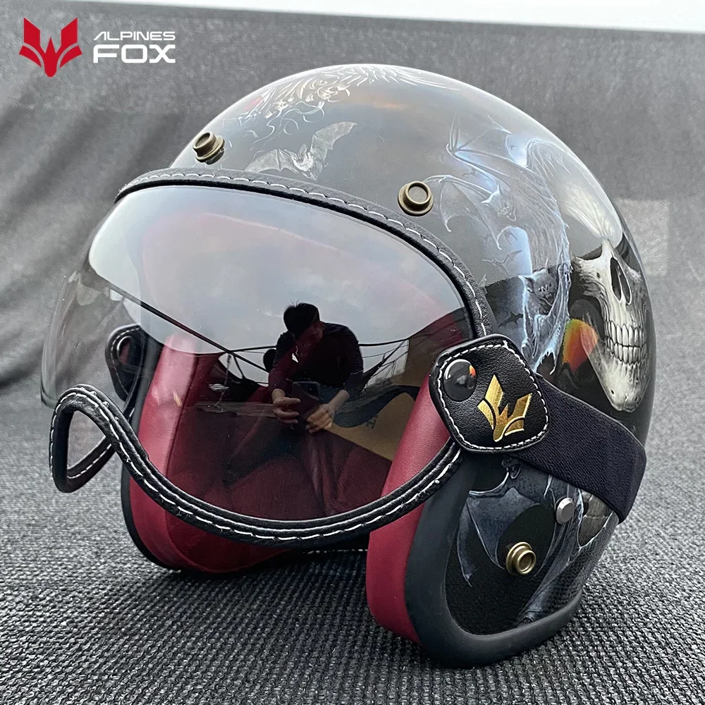 Vintage Motorcycle Goggles Half Face Helmets Bubble Visor Motorbike Riding Anti-UV Windshield Colorful Open Face Helmet Lens