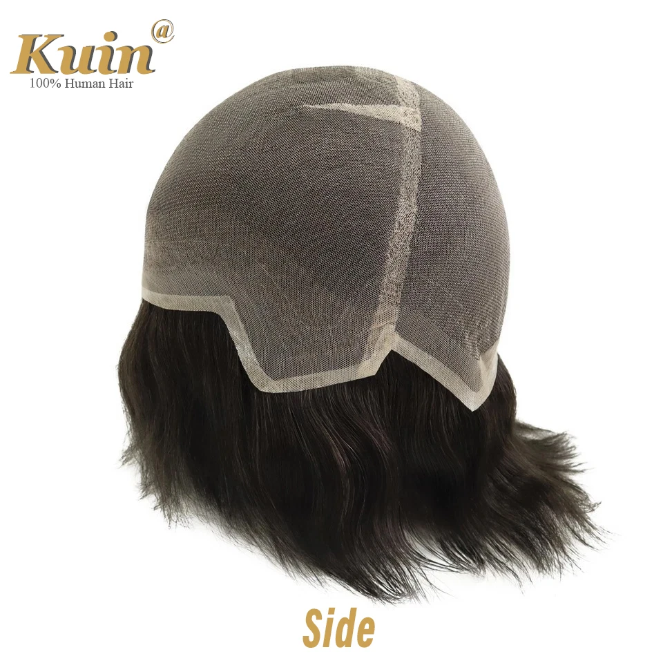 Wig Rambut Penuh 6" French Lace Ukuran Sedang Full Cap Pengganti Rambut Untuk Pria Botak Prostesis Kapiler Rambut Untuk Pria