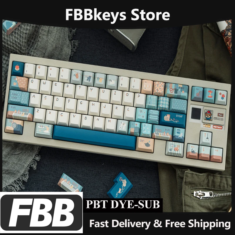 FBB Keycaps Mechanical Keyboard MX Switch Sewing Cute  PBT Key Cap Gaming And Office DIY Accessory 60% 75% 80% 96% 100% Lay-out