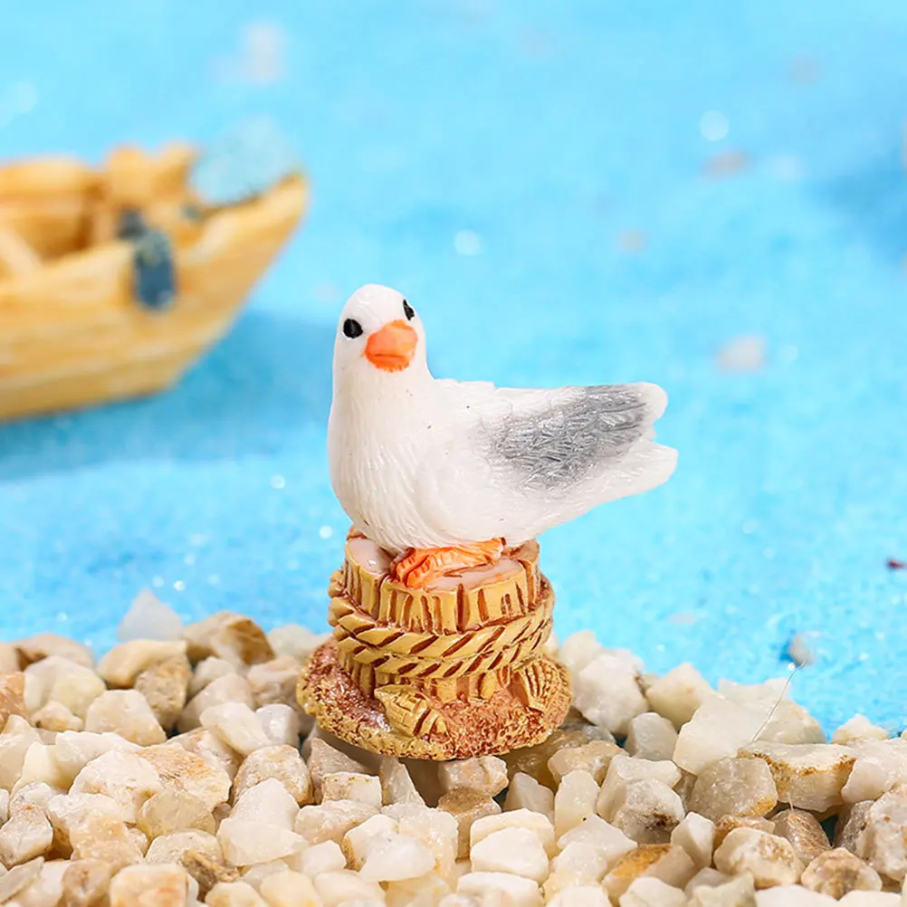 

12Pcs Resin Seagull Statues Mediterranean Coastal Decor for Desk Bedside Table Micro Landscape Nautical Bird Art