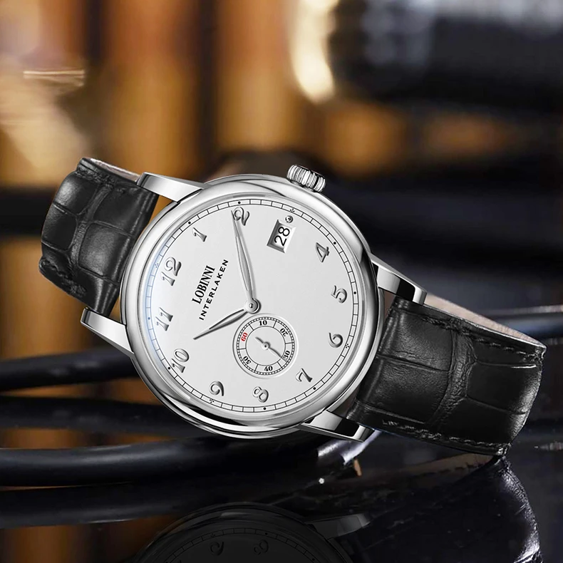 Reloj Automático Lobinni para hombre, reloj de pulsera mecánico Vintage de 40mm, ultrafino, resistente al agua hasta 50m, espejo de zafiro, Mini Rotor Hangzhou8000