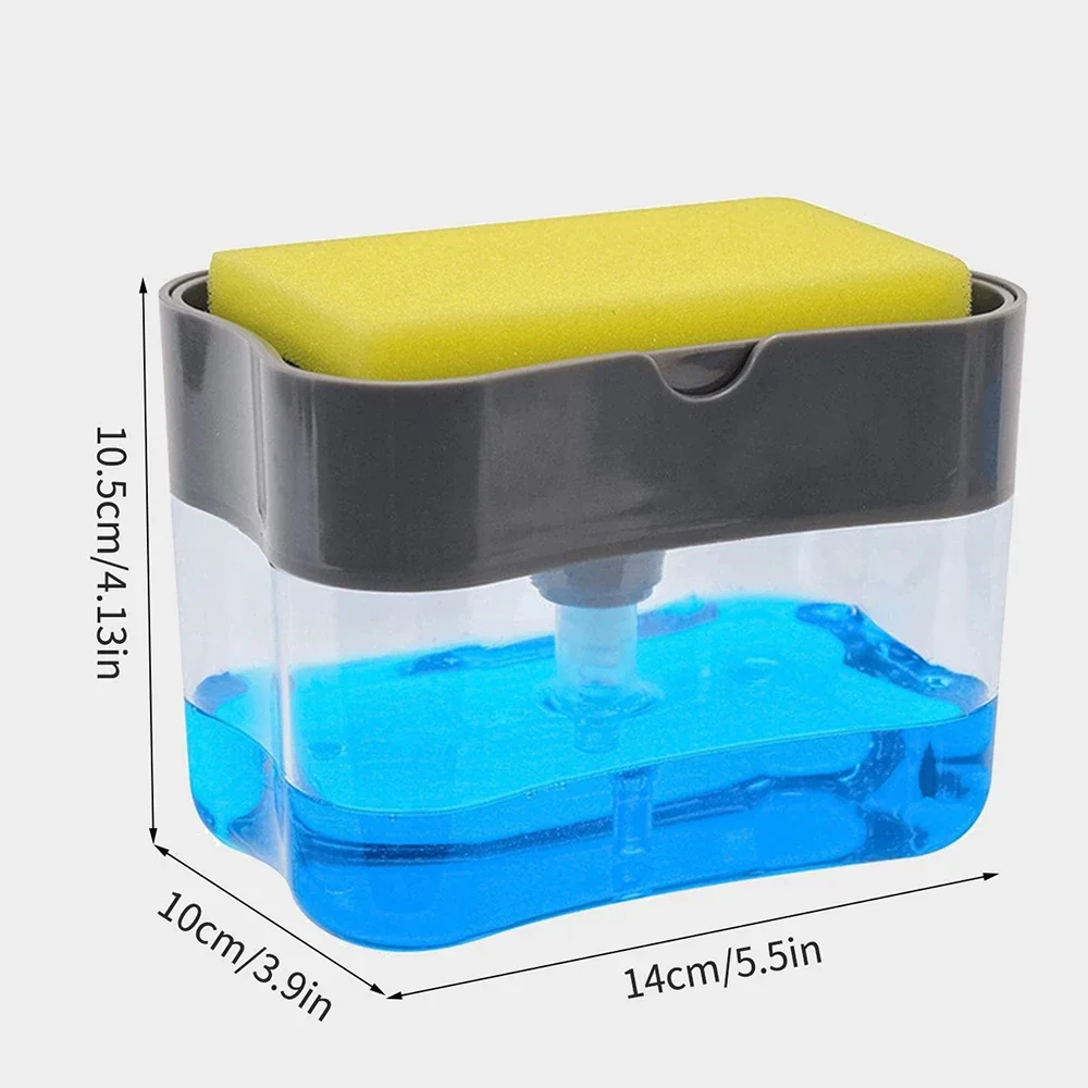 1 For Household Kitchen 2 In 1 Pressing Soap Liquid Box, Easy To Replenish, Durable, For Sponge, Dish Cloth, Pot Brush, Black view 6