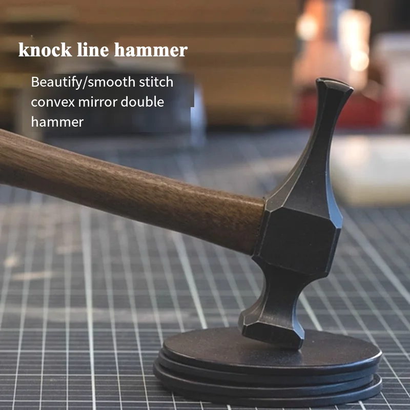 Leather Knock Line Hammer Solid Wood Handle Hardware Hammer DIY Leather Carving Purse Thread Hole Finishing Beautifying Edge