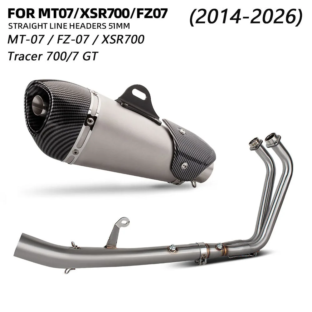 XSR700 Exhaust System For Yamaha MT07 MT-07 FZ07 FZ-07 Tracer 700/7 GT 2014-2026 Motorcycle Exhausts Headers Tube Alpha Muffler