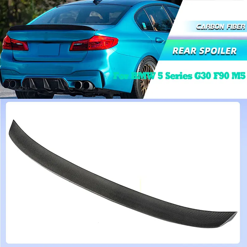 

Углеродное волокно, задний спойлер багажника автомобиля, крылья для BMW 5 серии G30 F90 M5, седан, 4-дверный, 2017-2022, гоночный задний спойлер, крыло багажника, губа