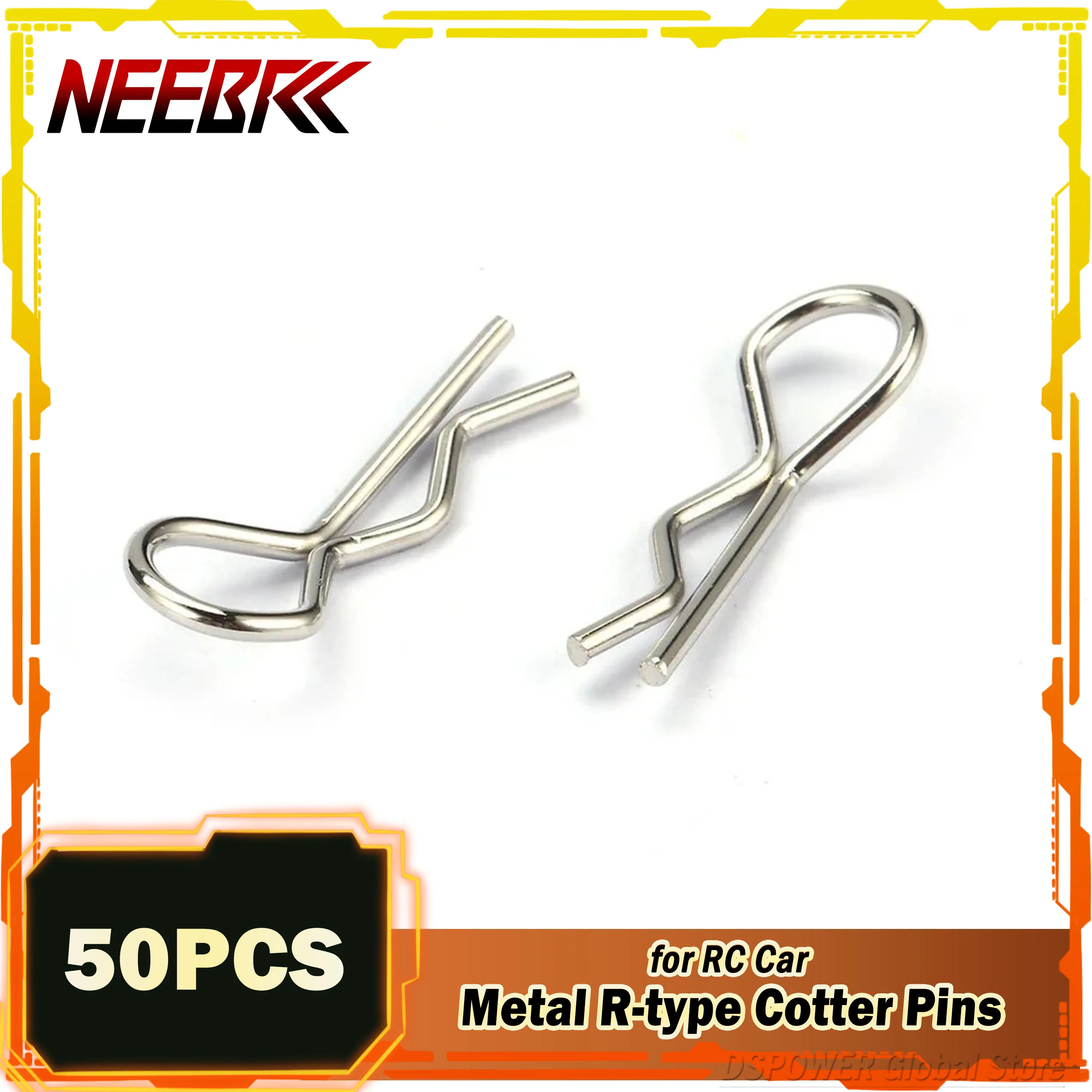 50PCS Metal R-type Steel Cotter Pins R Buckles Wave Latch Bolt RC Body Clips Car Model Accessories Truck Buggy Shell Parts Toy