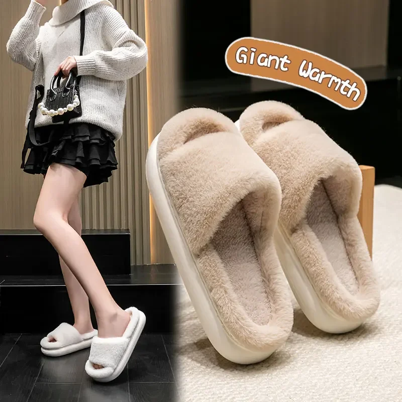 شباشب مشعرة للارتداء الخارجي للنساء، أنماط جديدة للخريف والشتاء، منزل داخلي، نعل سميك، شباشب قطنية شتوية للزوجين #3