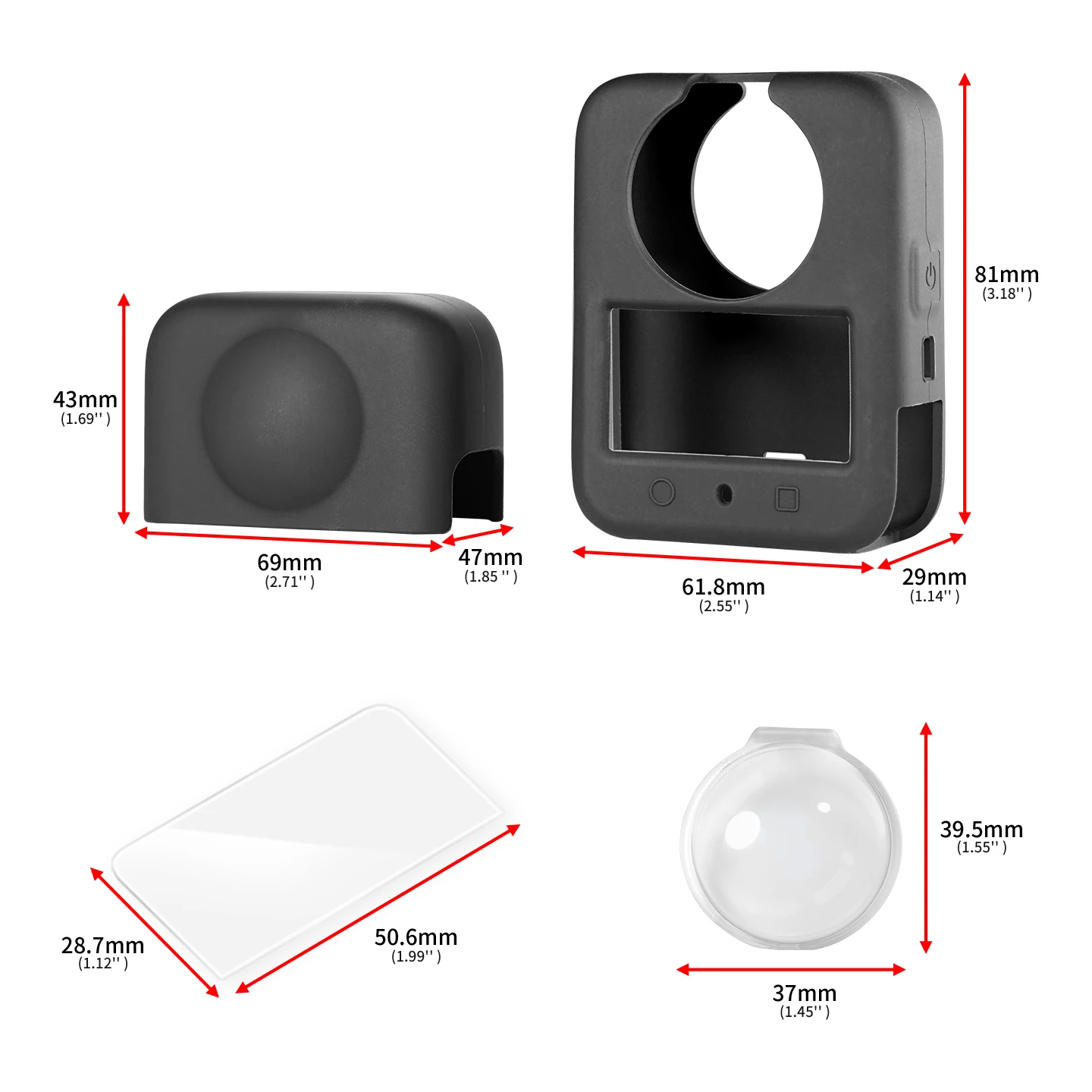 لملحقات كاميرا الحركة DJI OSMO 360 غطاء سيليكون واقيات عدسة HD وفيلم زجاجي مقاوم للصدمات والخدش #3