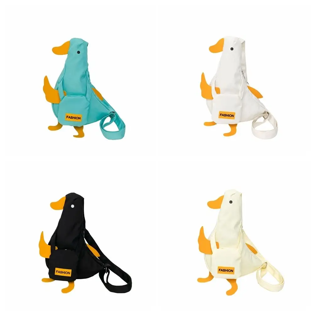 Creative Canvas Funny Duck Crossbody Bag Novetly Korean Style Duck Shoulder Bag Minority Design Cartoon Chest Bag Shool - view 5