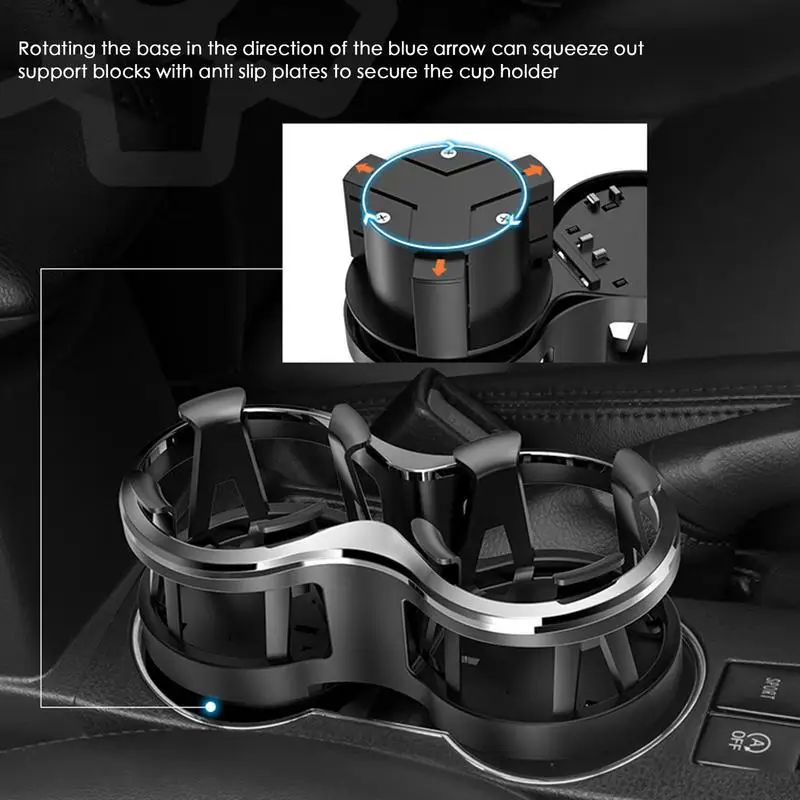 Car Dual Cup Holder Multifunctional Cup Holder With Adjustable Mounting Base Cup Holder Car Water Bottle Holder For Vehicle