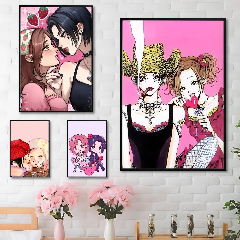 N-Nana And H-Hachis Trendy INS Style Poster Sticker Fashion Aesthetic Art Print for Dorm Home Wall Decoration