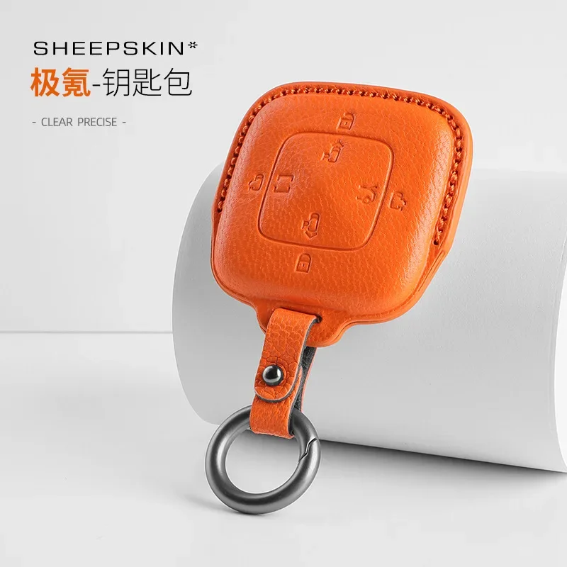 Suitable For ZEEKR 009 Multimedia Goatskin Key Bag Extreme Krypton Intelligent Bluetooth Remote Control Key Buckle Decoration