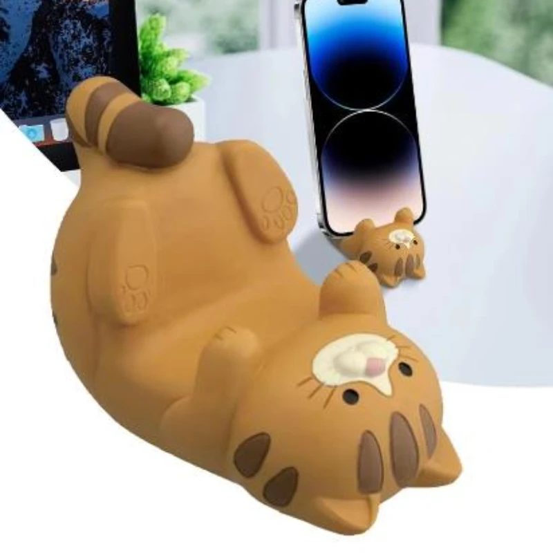 Cat-Shaped Resin Mobile Phone Stand Portable Desktop Cell Phone Bracket Not Easy to Break Suitable for Daily Office & Home Use