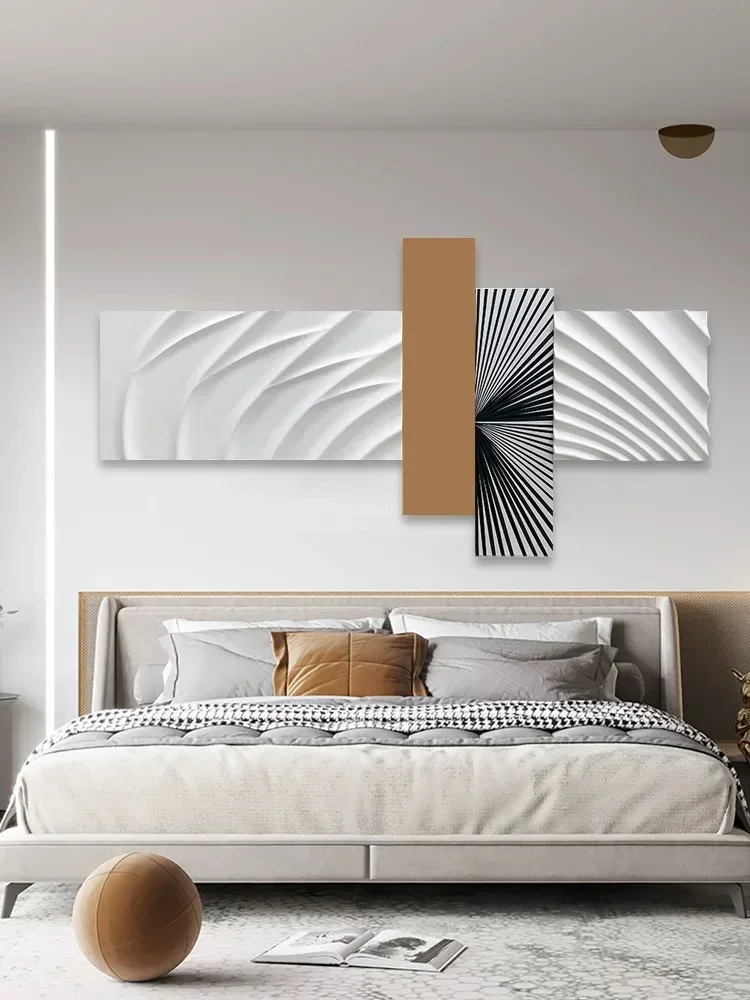 Modern simple abstract texture decorative painting wood carving physical painting model room living room background wall