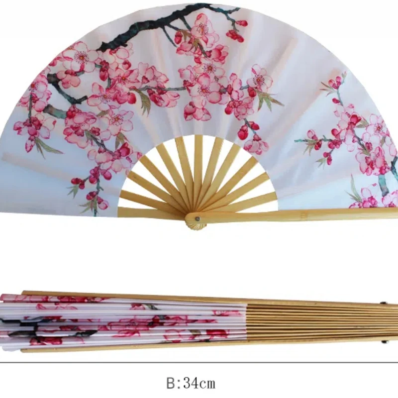 New Arrival Peach Blossom Tai Chi Fan China-Chic Chinese style Bamboo Ribs Ring Fan Kung Fu Cheongsam Show Performance Dance Fan - Image 3