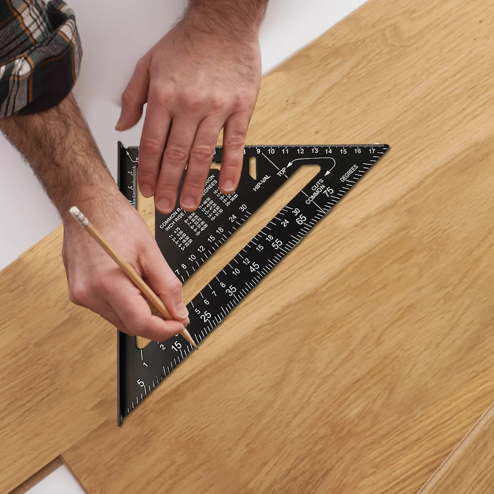 7 Inch Triangle Ruler Aluminum Alloy Measuring Square Ruler High Precision Metric Imperial Angle Ruler Wood Working Tools