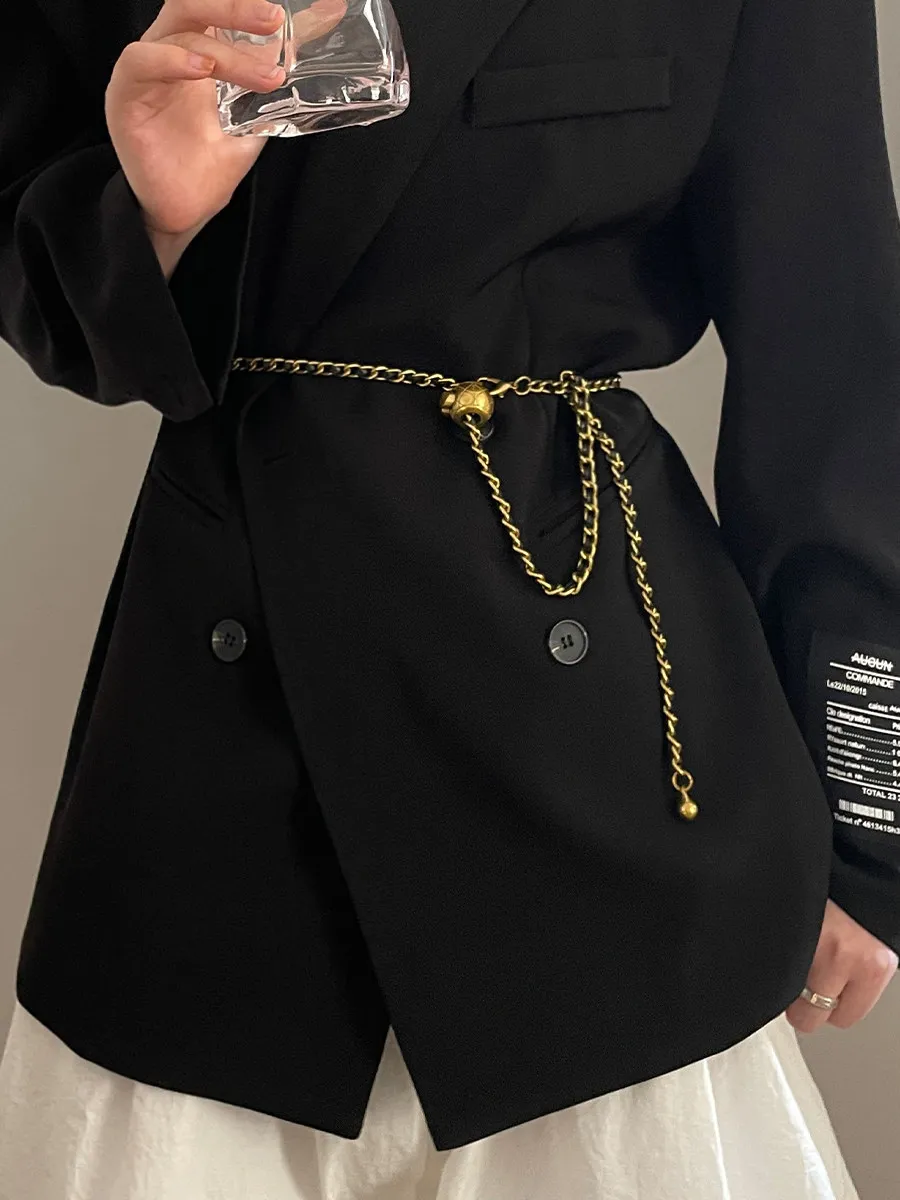 

Дизайнерский металлический пояс-цепочка для талии, корсетный ремень для женщин, для джинсов и платьев