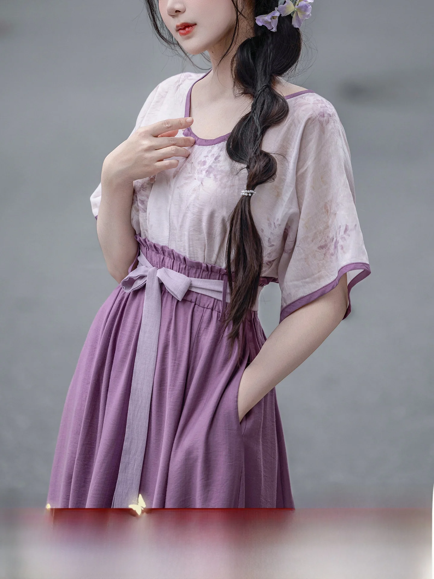 

Оригинальный женский хлопковый комплект Hanfu National Sle с свободной талией и коротким рукавом, весенне-летний, для повседневной носки, удобный, дышащий