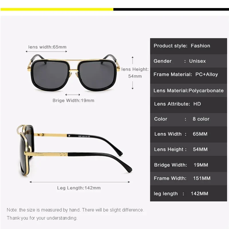 Metal Polarized Sunglasses Men Oversized Gradient Square Frame Fashion Male Driving Cycling Sun Glasses  UV400 Óculos De Sol