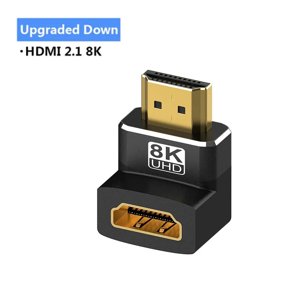 HDMI 90- und 270-Grad-Adapter, HDMI 2.1 8K@60Hz 2.0 4K@120Hz 2K rechtwinkliger HDMI-Stecker auf Buchse L-Adapter für HDTV PS4 PS5