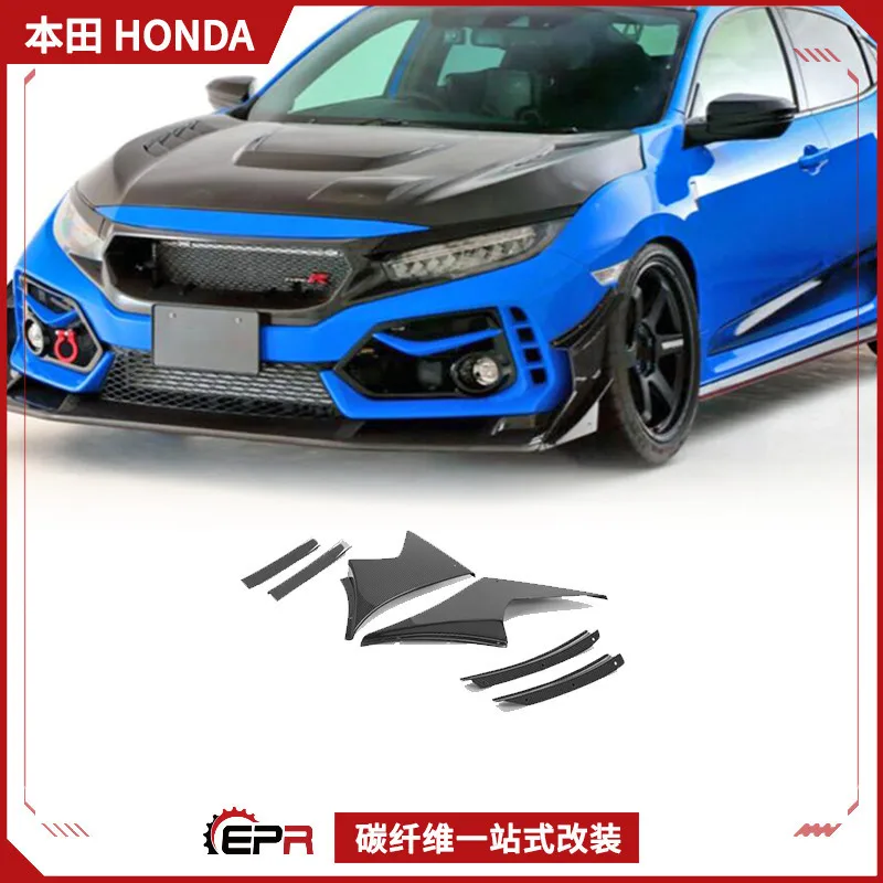 

Подходит для Honda Civic FK8, передняя планка JS из углеродного волокна, воздушный нож, спойлер, передняя планка, небольшая окружающая модификация