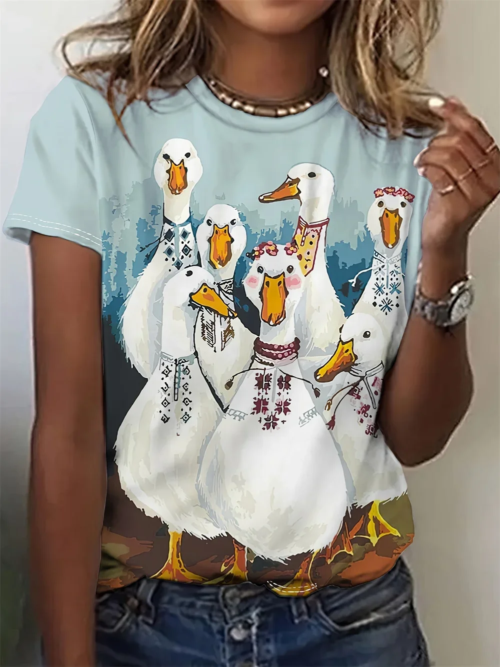 เสื้อยืดผู้หญิงไซส์ใหญ่ลายสัตว์ 3 มิติ ลายแมวและสุนัข ขายดี เหมาะสำหรับใส่ในชีวิตประจำวัน สไตล์ลำลอง สนุกสนาน แขนสั้น คอกลม