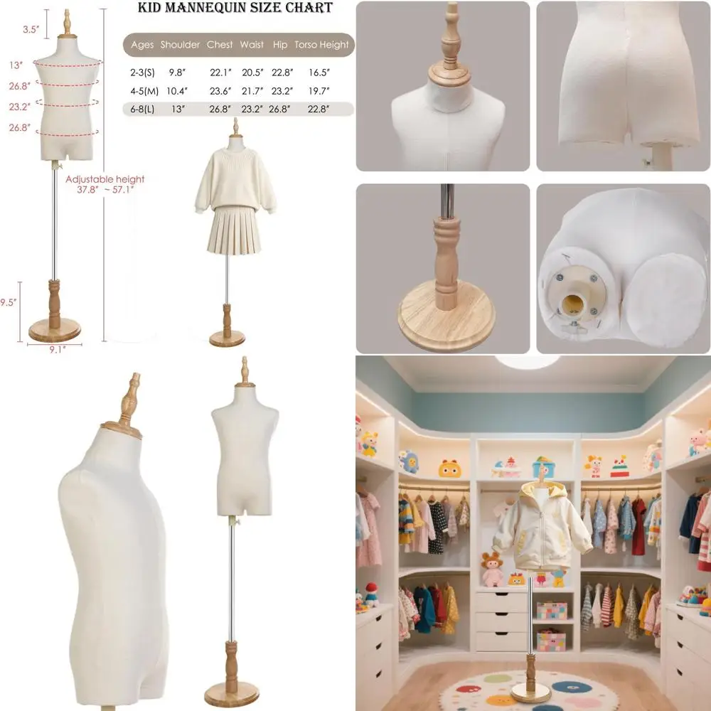

Children's Sleep Mannequin with Wooden Stand for Clothing Display (Ages 6-8)