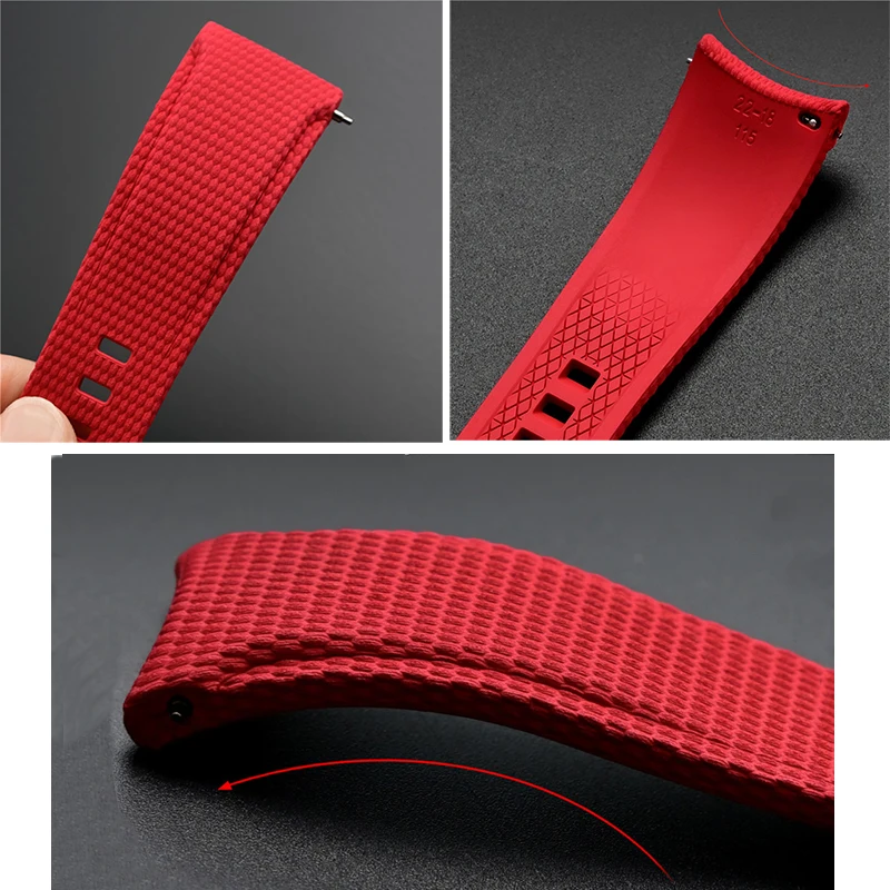 18/19/20/21/22/23/24mm Fluoro Rubber Watch Strap Curved End Quick Release Men Universal FKM Watch Band for Rolex for Seiko view 4