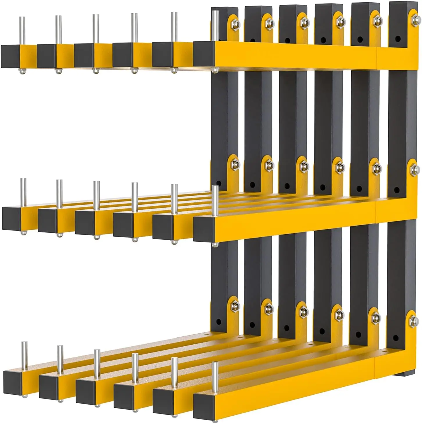 

Heavy Duty Wall Mount Wood Storage Rack 6-Pack with 9-Level System, 1080 LB Capacity for Garage Shelving