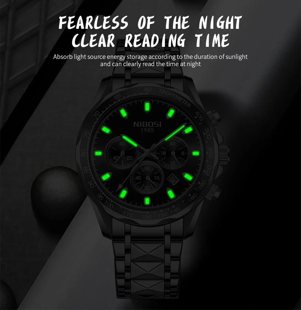 NIBOSI Luxury Casual Watch Top Brand Business Male Wrist Watches Date Clock Waterproof Chronograph Mens Watch Relogios Masculino