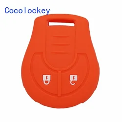Cocolockey Silicone Car Key Cover Rubber Key Fob Case Holder Fit for  NISSAN March Sunny Remote Key Holder 2Button Car Accessory