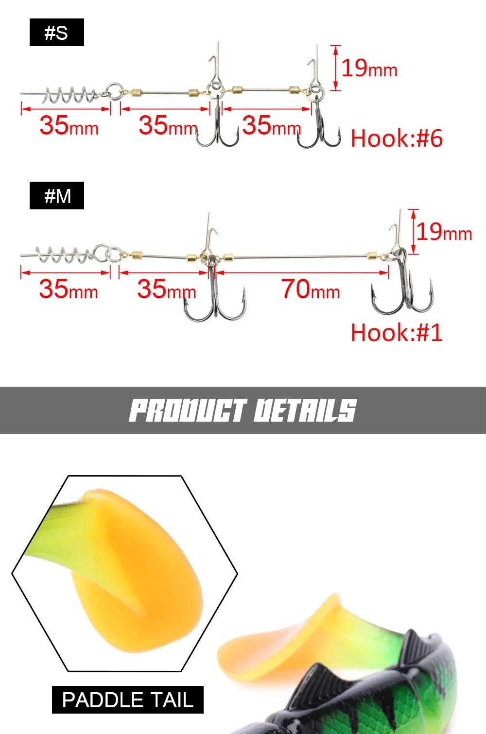 Spinpoler Pike Stinger Rig Hook Systerm mit 3D Swimbait Soft Lure Fishing Bait Paddle T Tails For Zander Pike Big Game Fish – Detail 3