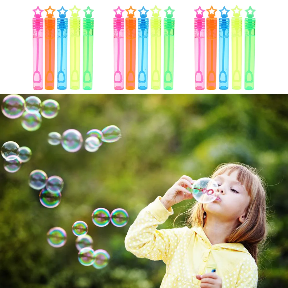 20 Pcs Mini Bubble Wand Set Colorful Five-pointed Star Bubble Stick Party Favor Summer Toy for Kids Party Celebration Birthday -