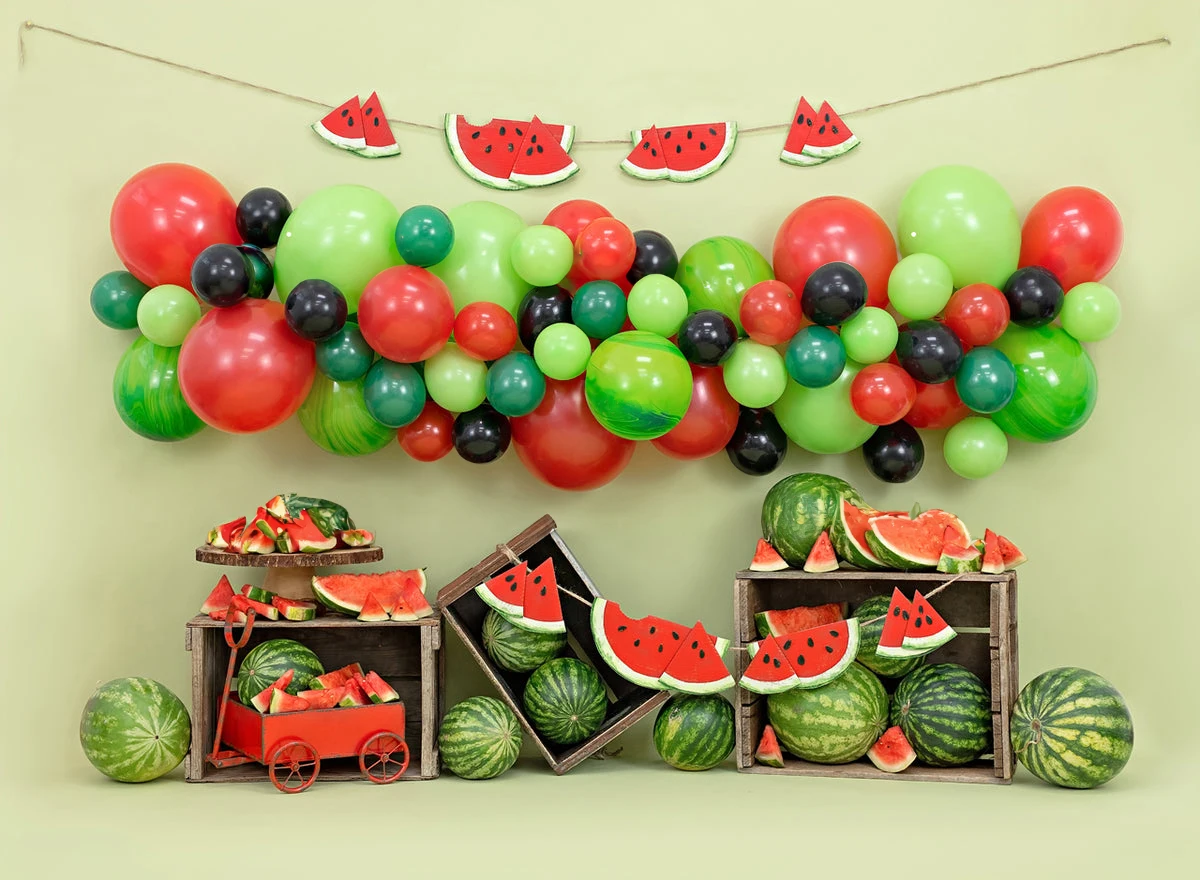 Summer Watermelon Green fruit balloon backdrops High quality computer print children kids Photography Studio Backgrounds