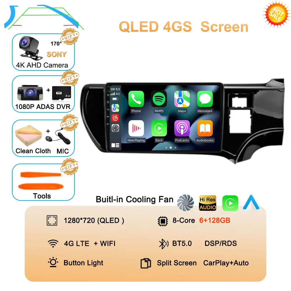 Android 16 For Toyota Aqua Prius C 2011-2017 Carplay 4G WIFI Car RadioNavigation GPS Multimedia Video Player 2Din DVD Stereo BT image 3