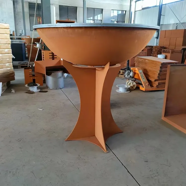 New Arrival Modern Corten Steel Fire Pit Charcoal BBQ Grill with Trolley-Commercial Outdoor Use Easily Assembled & Cleaned