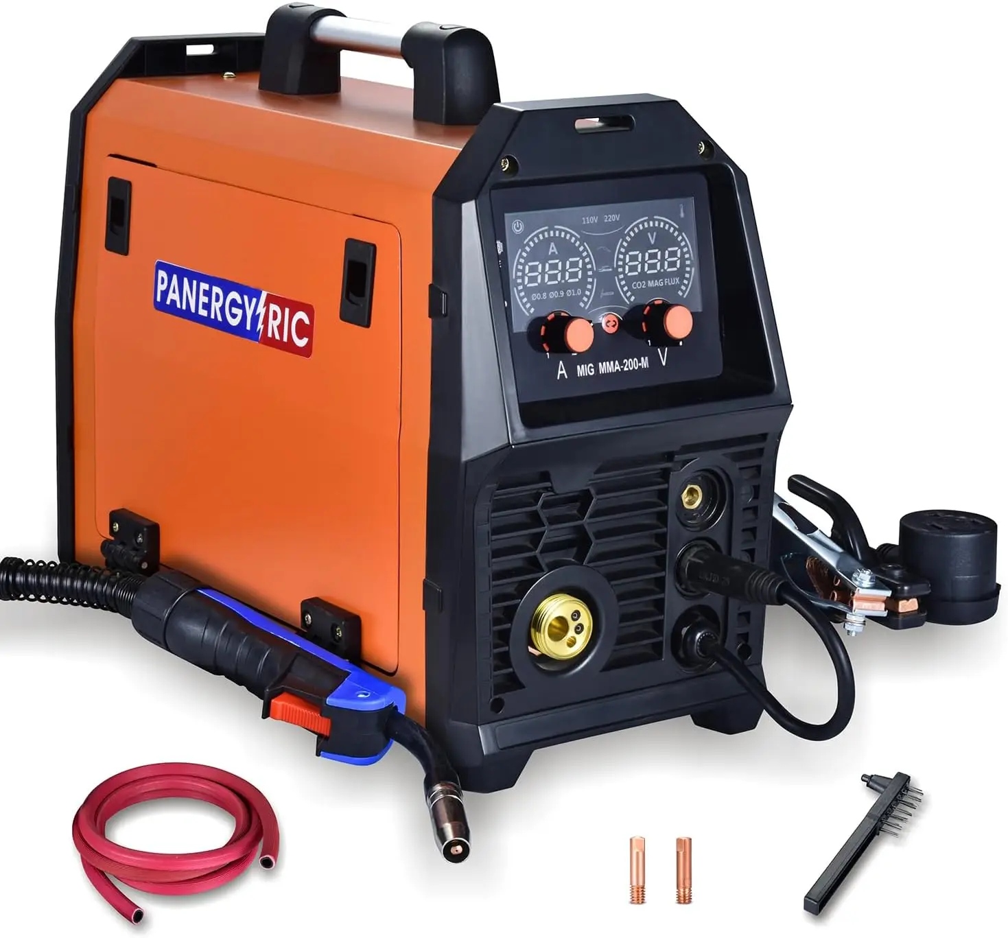 

200A Multi-Process Welder, 4-in-1 MIG/Stick/Lift TIG Machine with Synergic Control & LCD Display, 110V/220V Dual Voltage