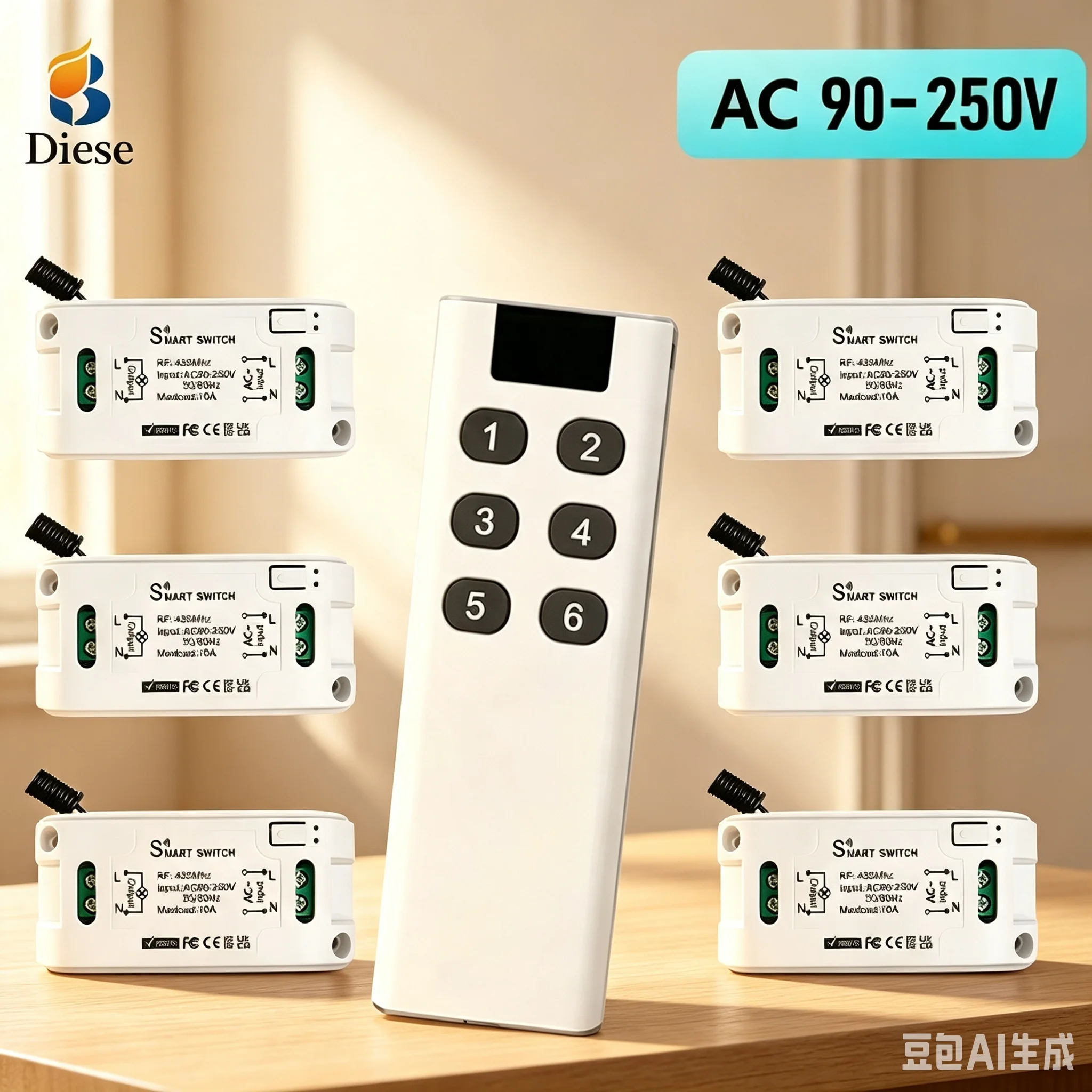 Wireless Remote Control RF433MHz Light Switch AC 110V 220V 10A Mini size Relay Module and Mini Button Receiver for Lamp Fan LED