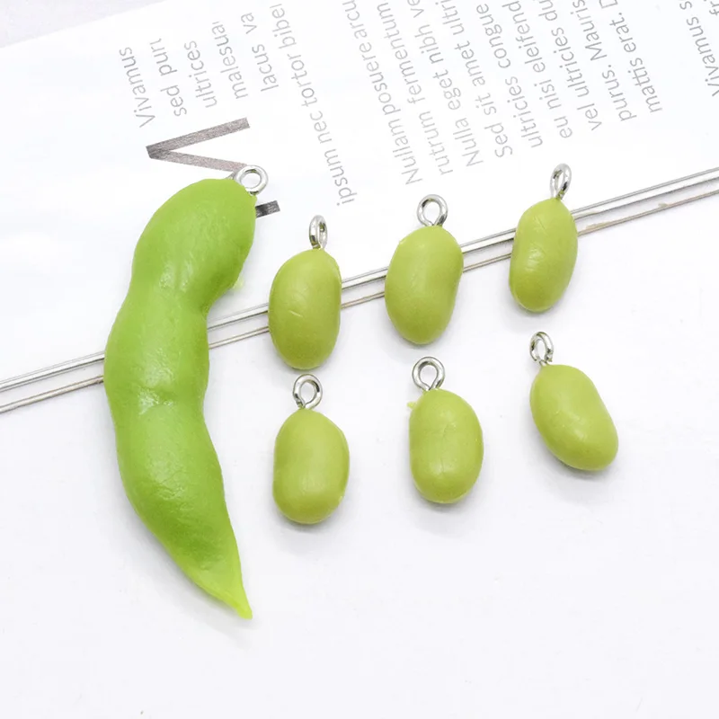 6/10pcs Big Mini Edamame Green Bean Vegetable Charms Popular Pea Food Pendant For Earring Keychain Diy Jewelry Make