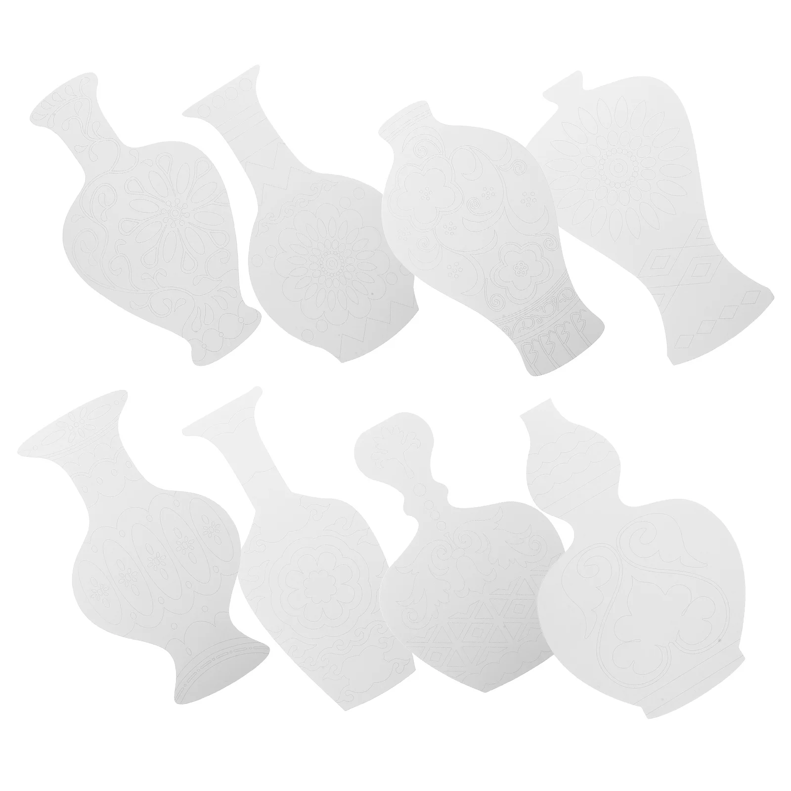 

16Pcs DIY Vase Craft Kit Chinese Blue White Porcelain Style Colorful Drawing Templates for Creative Play and Education