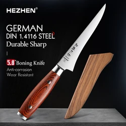 HEZHEN BASIS Series 5.8 Inches Boning Knives German Molybdenum Vanadium Steel Steel Pakka Wood Handle  & Stainless Steel Rivet