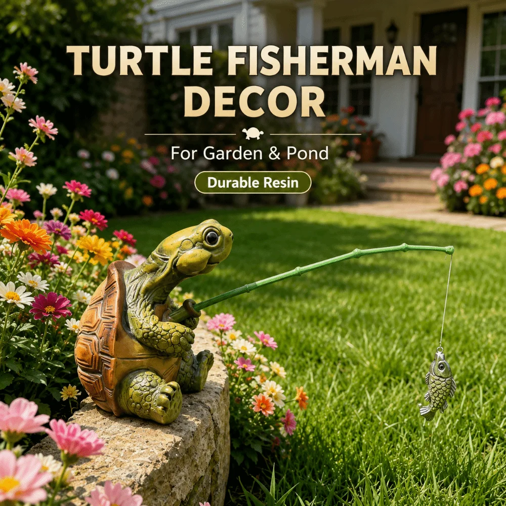 Rope Fishing Turtle Statue Animal Sculpture Small Simulation Turtle Figurine Flower Pot Decor Resin Craft Fish Tank Ornament