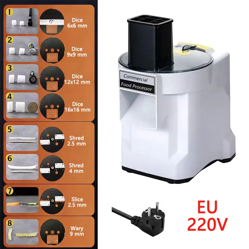 Commercial Dicing Machine K8600 White 3-in-1 Multi-Function Electric Cutter Strips Shreds Slices Dice Radish Potato Vegetables image 3