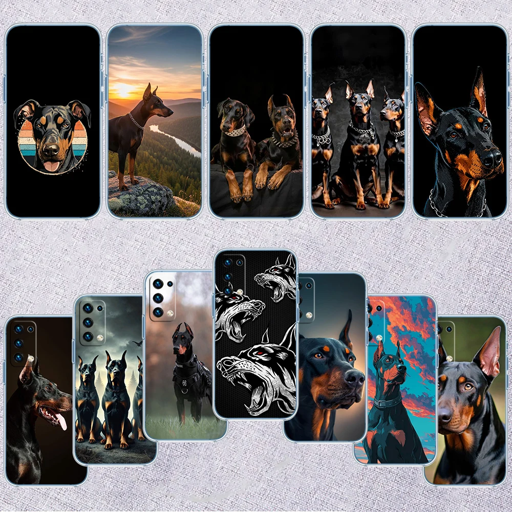 FR24 Dobermann Dog Transparent Phone Case for Samsung Galaxy A04 A04S A14 A23 A34 A54 M23 M33 M52 M53