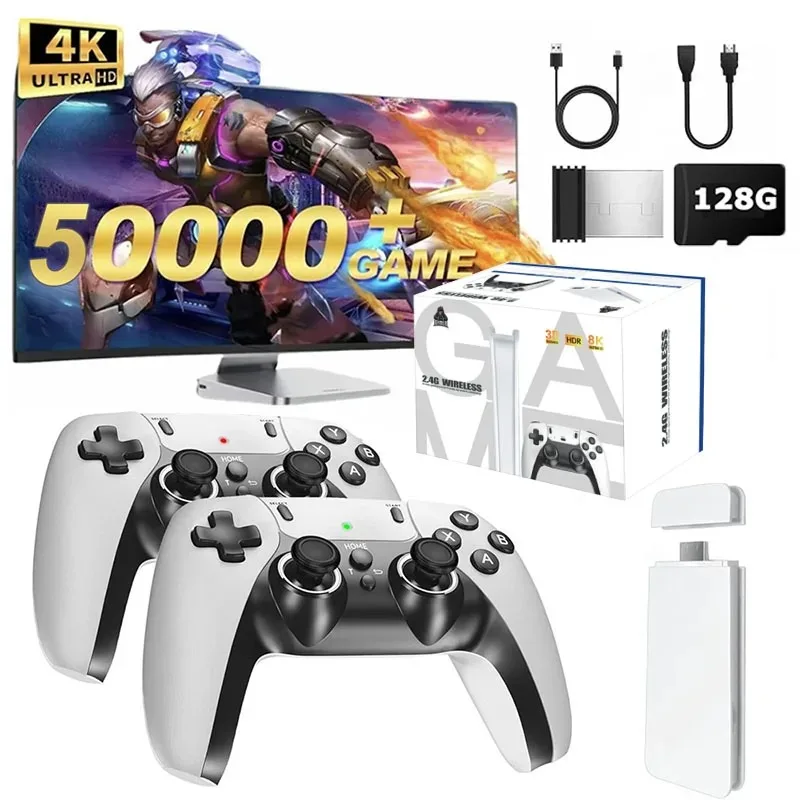 4K TV Game Stick M15 لعبة فيديو وحدة التحكم المدمج في 40000 +/50000 ألعاب 128G يده لعبة لاعب وحدة تحكم لاسلكية ريترو غمبد