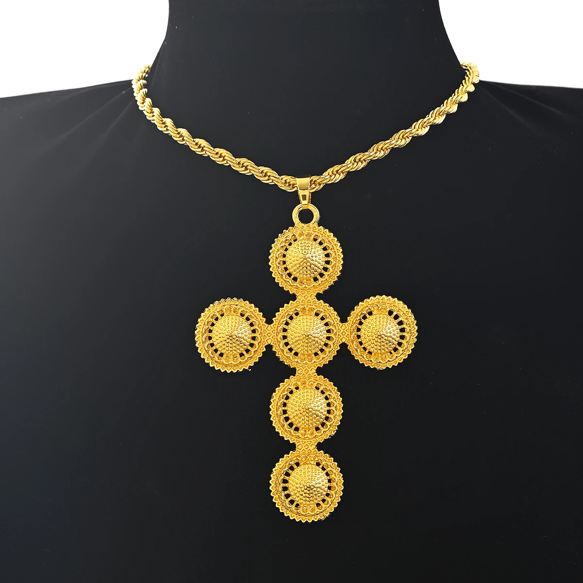 Saudi Arabia Classical Ethiopian Gold Plated Party  Necklace Pendant Gifts Wedding Jewellery Set For Women