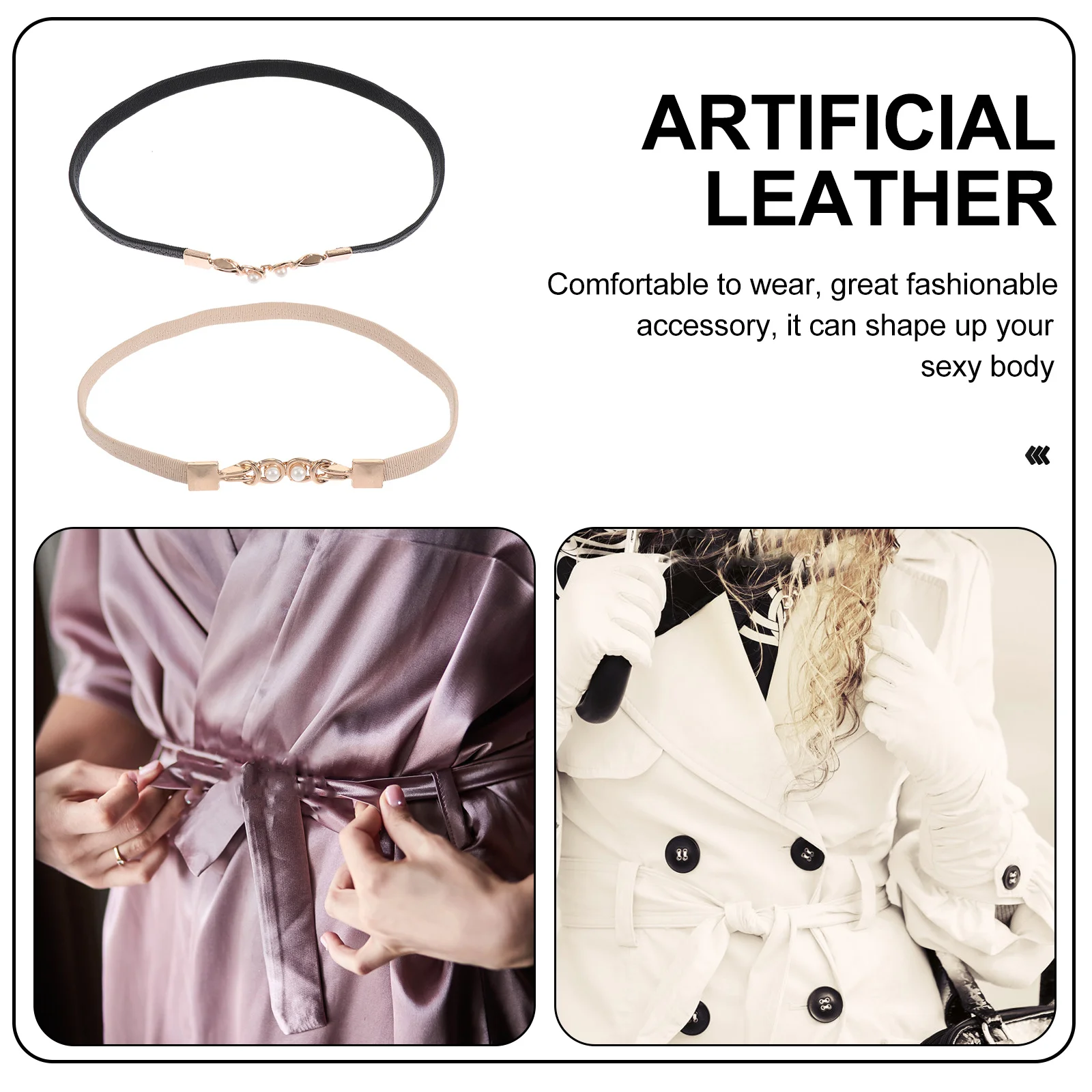 

2Pcs Fashion Imitation Belts Women Chic Waist Bands Dress Decorative Trendy Comfortable Lightweight Wear-Resistant Gift