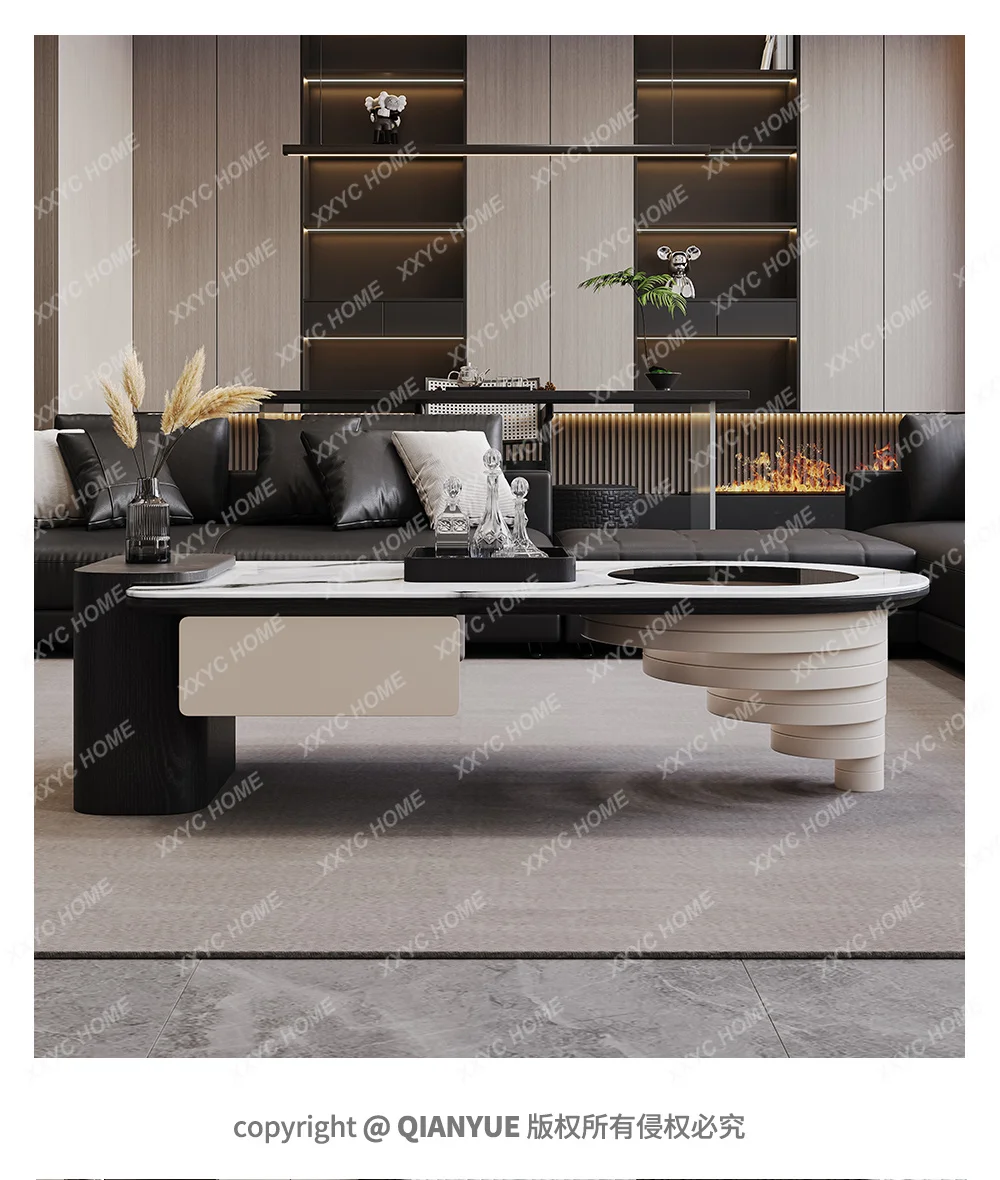 

L*2024 new creative marble minimalist abyss coffee table