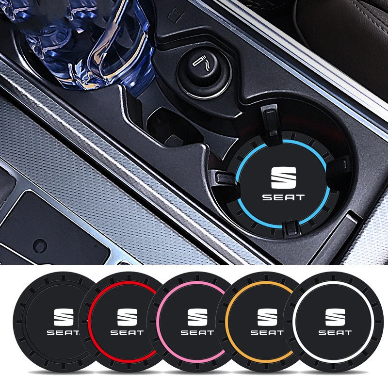 2pcs Car Coaster Silicone Mat Water Cup Holder Anti-Slip Pad For Seat Ibiza FR Ateca Altea Leon Alhambra Exeo Arona Toledo Cupra