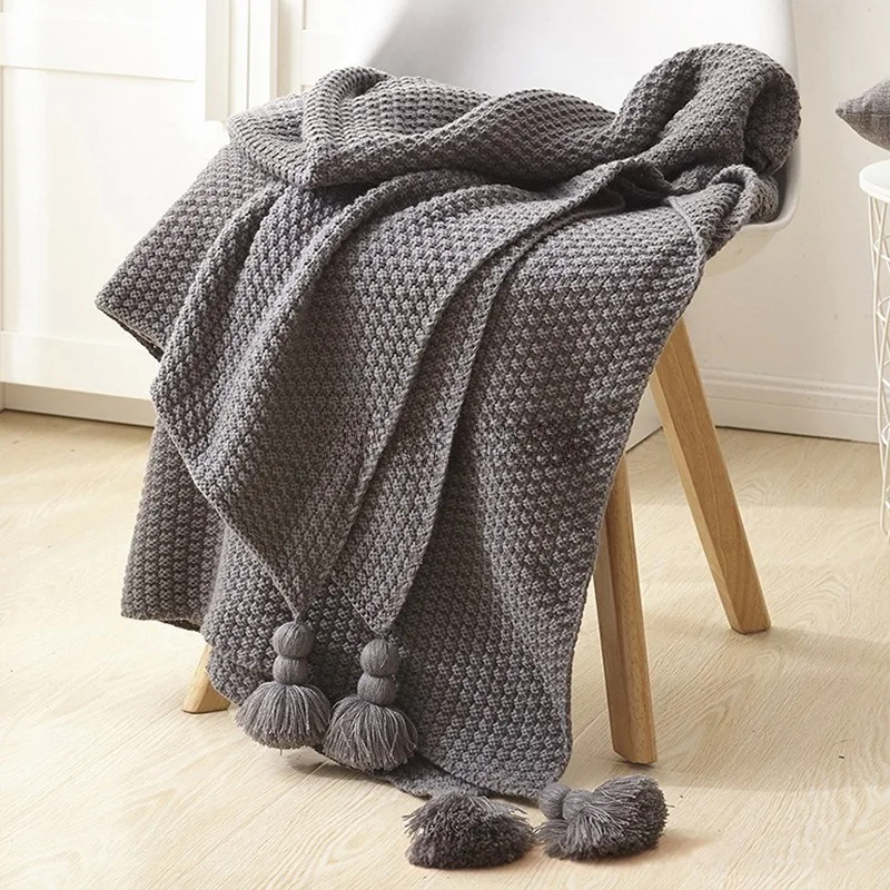 Knitted Blanket, Woolen Ball Blanket, Office Nap Blanket, Covered Blanket, Sofa, Leisure Blanket, Cotton Thread Blanket
